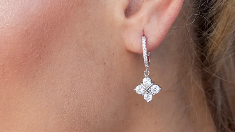 Savvy Cie Cubic Zirconia Quatrefoil Drop Earrings