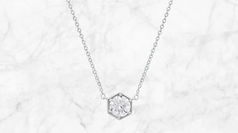 Saffron 1.0 Carat TW Hexagon Moissanite Pendant Necklace