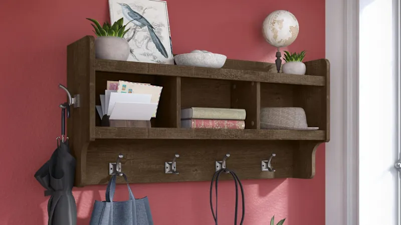 Woodland 40W Wall Mounted Coat Rack with Shelf