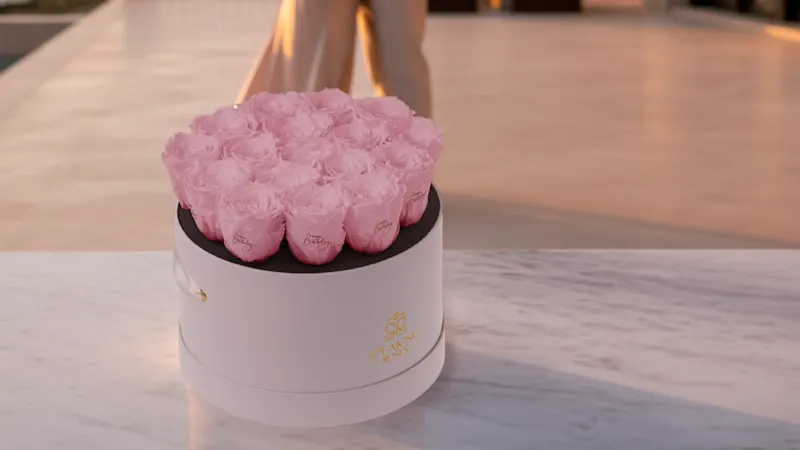 The "Happy Brithday" Eternal Rose Arrangement