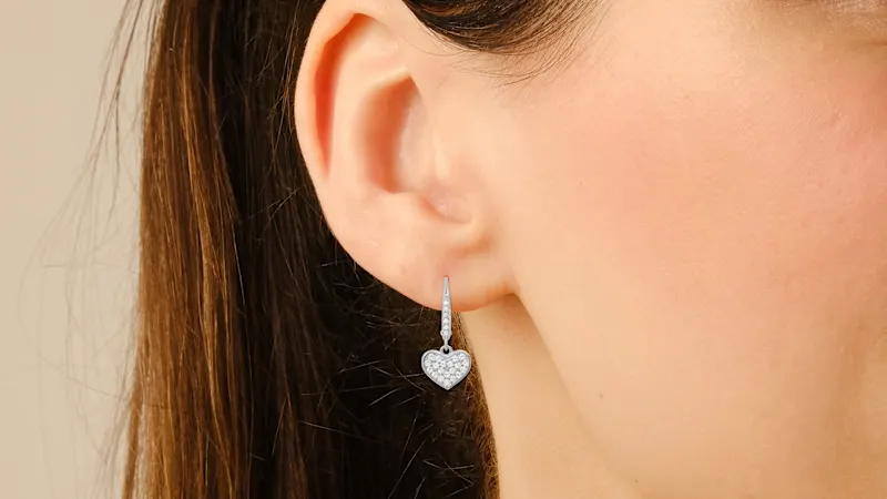 Kylie Harper Sterling Silver Petite Dangling Heart Leverback Earrings