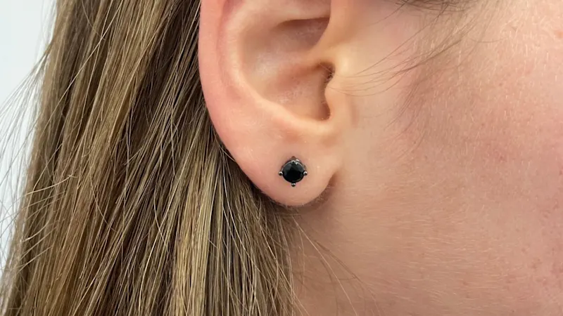 Donatello Gian Sterling Silver Black Rhodium Plated Onyx Stud Earrings