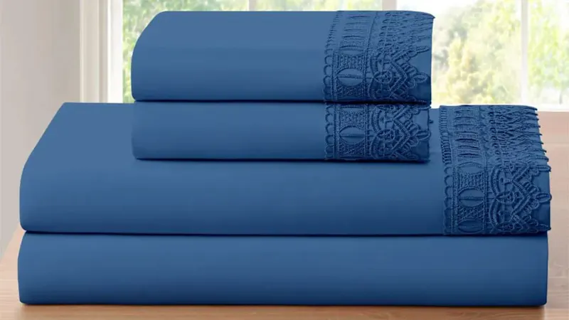 Bamboo Comfort 1800 Thread Count 4-Piece Lace Crochet Embroidered Sheet Set