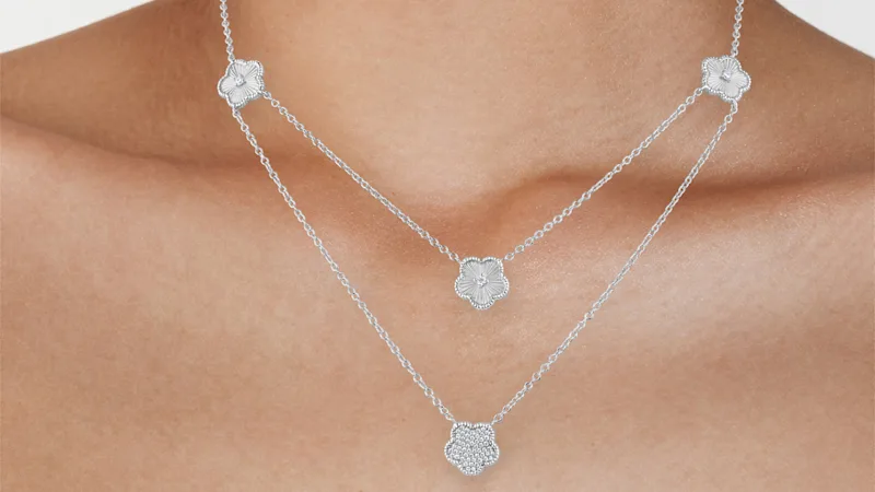 CZ by Kenneth Jay Lane Five-Clover Pendant Necklace with CZ Center Stone