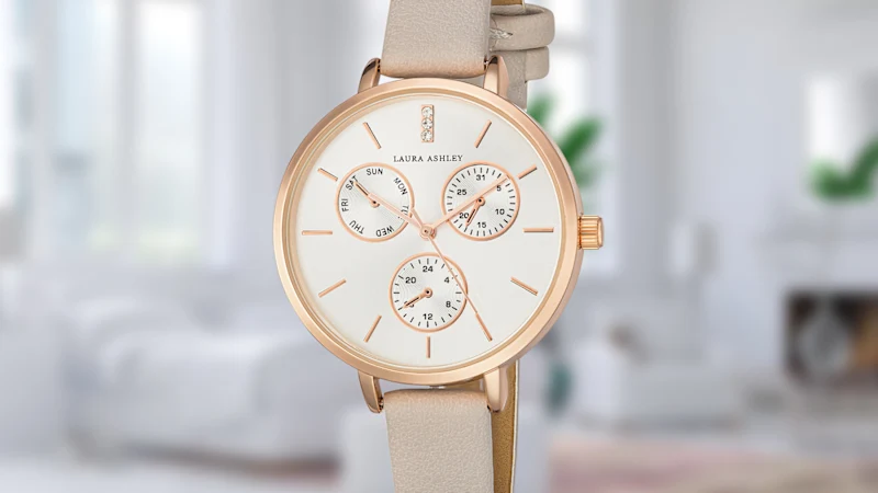 Laura Ashley Chrono Dial Watch with PU Vegan Leather Strap