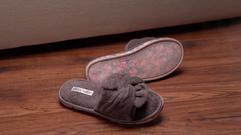 Laura Ashley Spa Knot Memory Foam Slippers with Floral Outsole