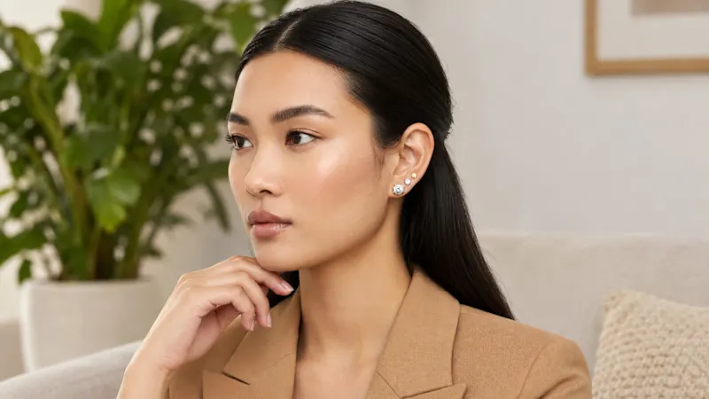 Savvy Cie 3-Piece Graduated Scalloped Round Stud Earrings