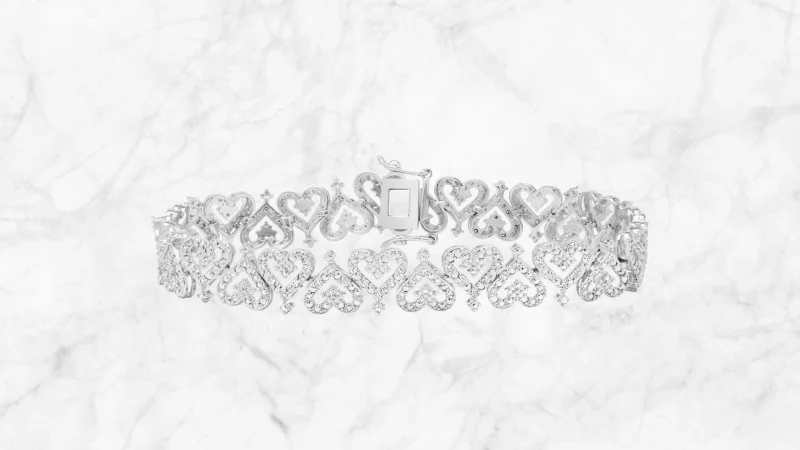 Jaclyn Smith 1 Carat Sparkling Moissanite Bracelet with Hearts