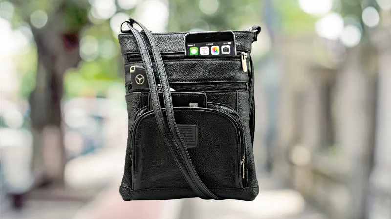 Steeltime Unisex Genuine Leather Serenity Prayer Crossbody Bag