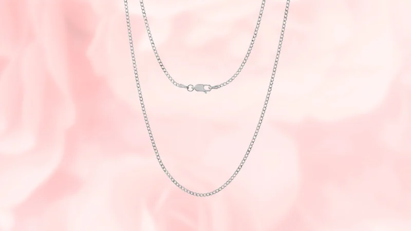 Steeltime Unisex Sterling Silver Cuban Super-flat Chain Necklace