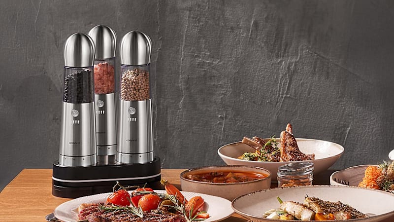 COSPRO 3-Piece Electric Salt and Pepper Grinder Set
