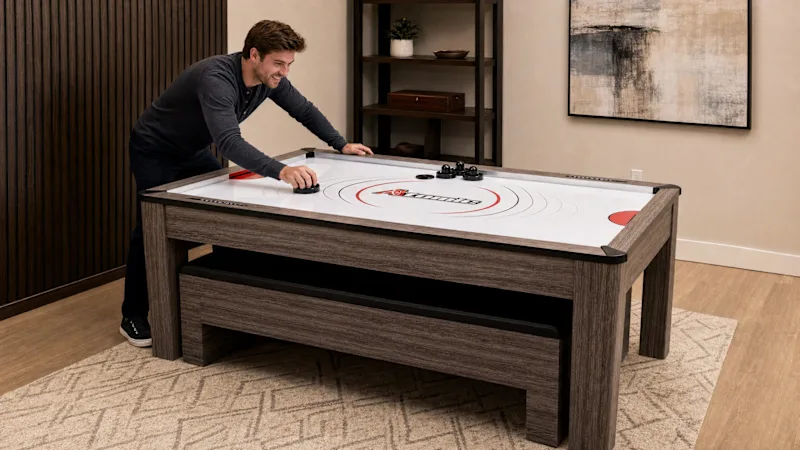The Air Hockey Dining Table With Storage Benches