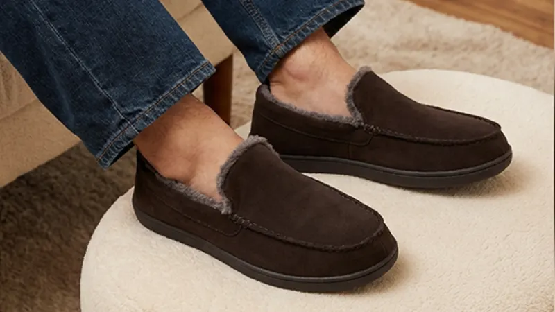 Floopi Mens Classic Microsuede Moccasin Slippers