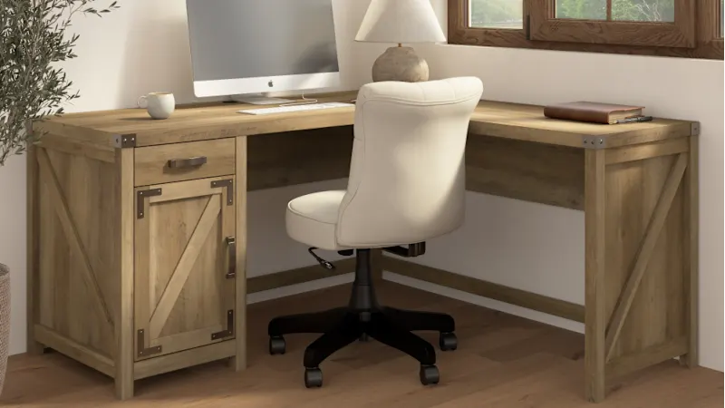 Knoxville 60W L Shaped Desk with Drawer and Storage Cabinet