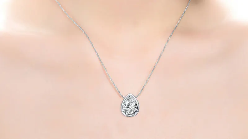 Rachel Glauber Pear-Shaped Simulated Diamond Stud Cable Chain Necklace