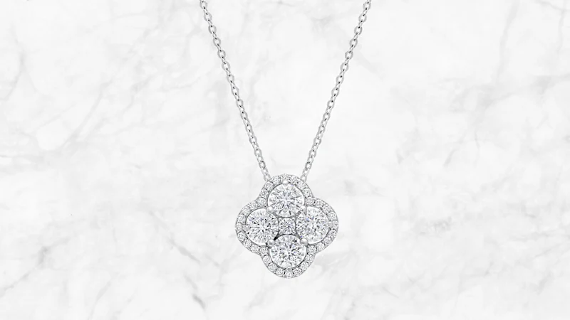 Saffron 2.0 Carat TW Moissanite Clover Flower Sterling Silver Necklace