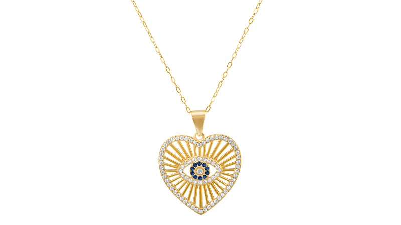Kylie Harper 14k Gold Over Silver Evil Eye Heart Pendant (Gold)