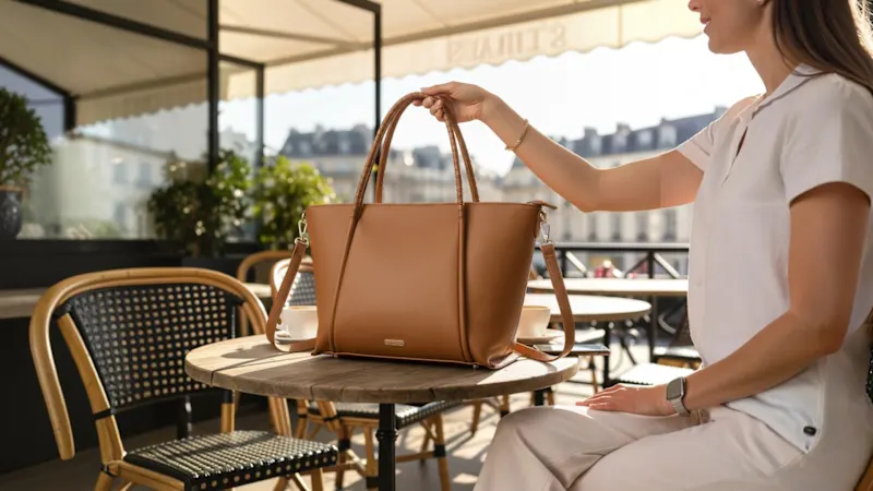 Emperia Becca Laser Cut Wrapped Handle Leo Tote Bag with Crossbody Strap