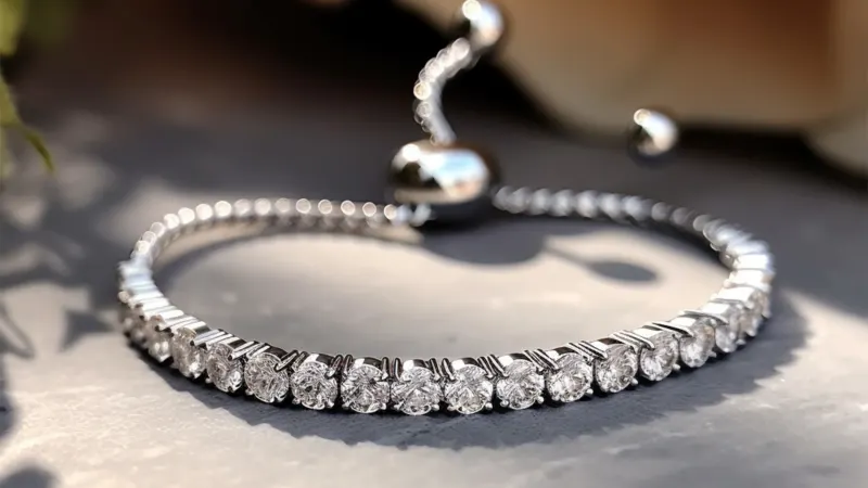 Rose And Lilly Adjustable Crystal Trendy Tennis Bracelet