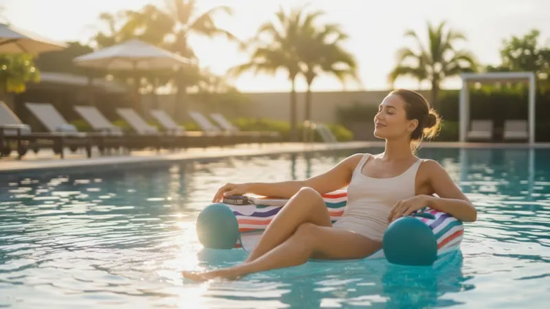 SoundFloat Inflatable Mesh Pool Seat with Waterproof Speaker & Phone Case