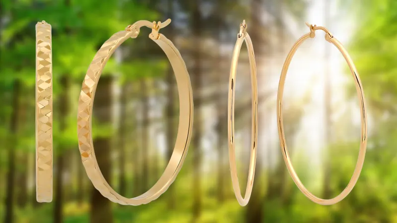 Steeltime Set of 2 Hammered & Thin Hoop Earrings