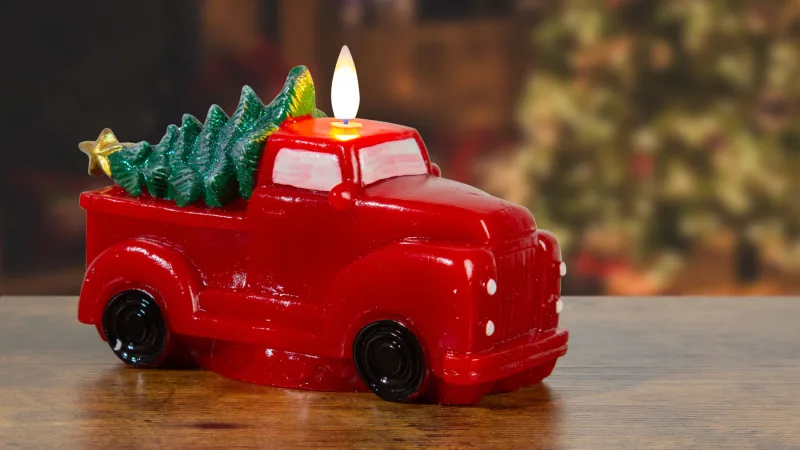 Unmatched 6" 3D Red Truck Flame Candle