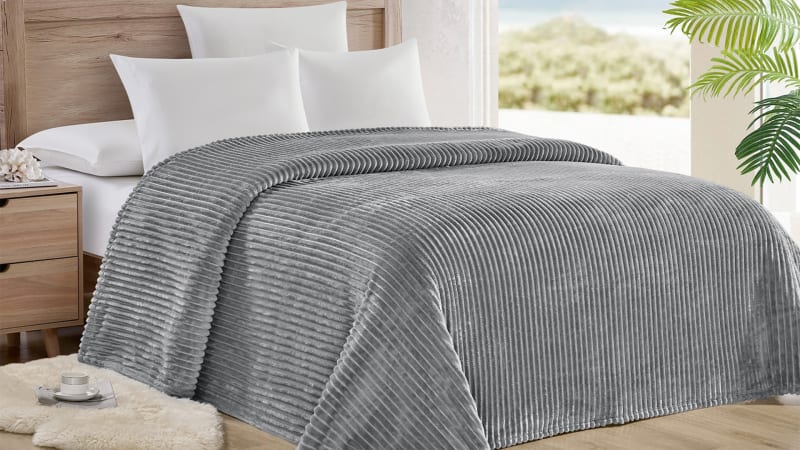 Luxury Home Striata Lined Ribbed Corduroy Blanket
