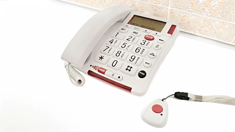 First Alert Big Button Telephone with Emergency Key & SOS Remote Pendant