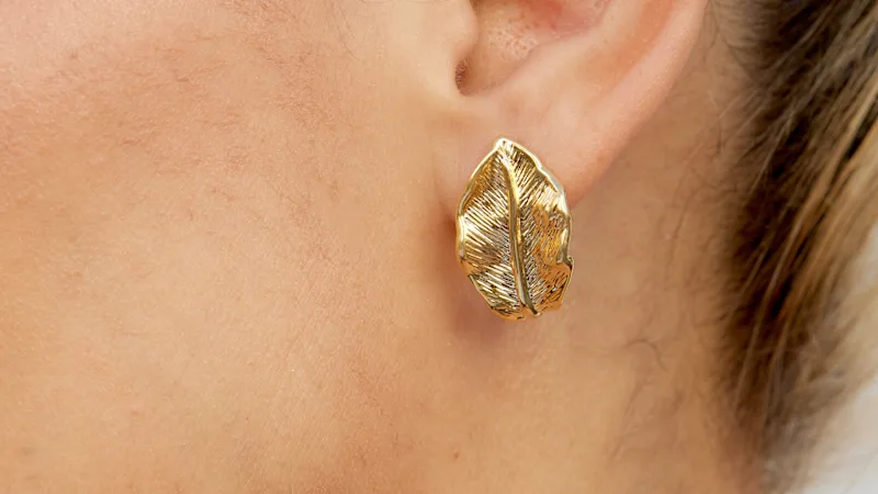 Savvy Cie Leaf Hoop Earrings