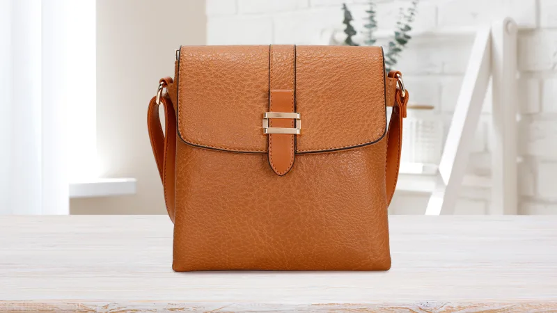La Terre Vegan Leather Crossbody With Belt Trim Detail Flap