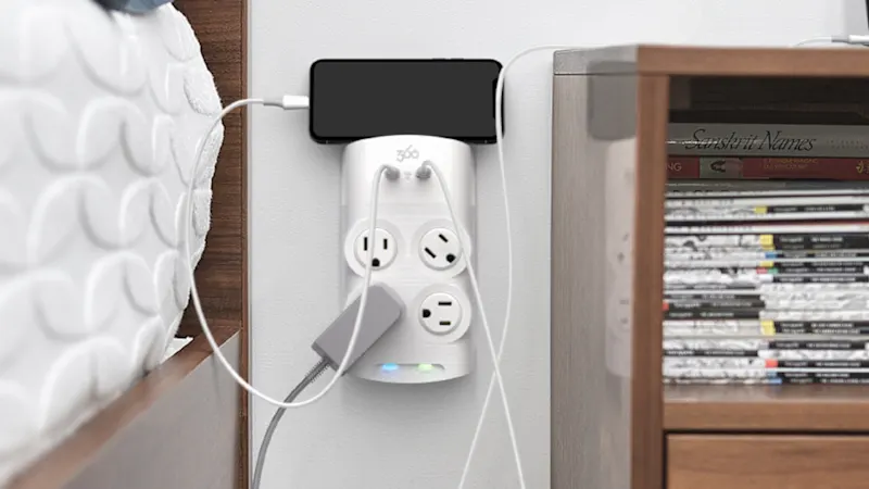 2-Pack: 360 Electrical Rotating Surge Protector with 4 Outlets & 2 USB-C Ports