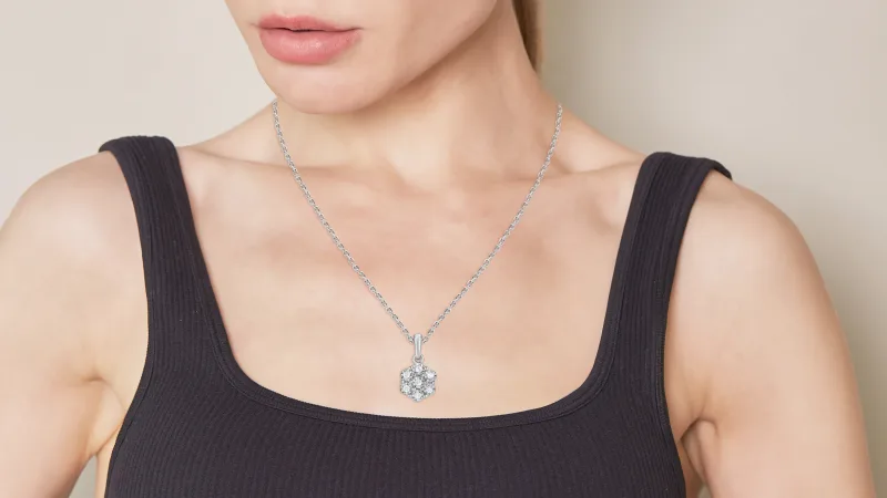 Unique Design 1/10 Carat TW Lab Grown Diamond Cluster Necklace