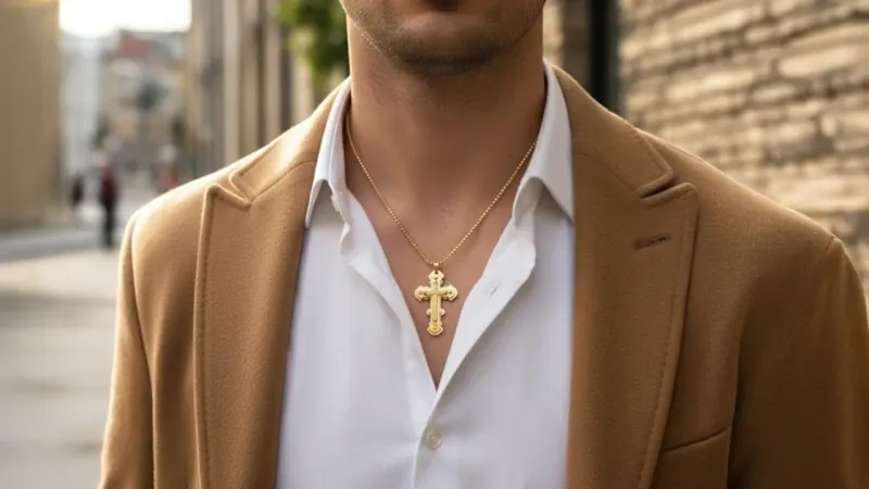 Iron Saints Stainless Steel 18K Gold Chain Necklace with Cross Pendant