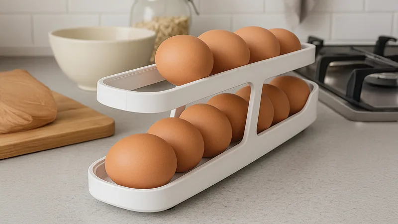 Titan Space-Saving Two-Tier Rolling 14-Egg Storage Dispenser & Organizer