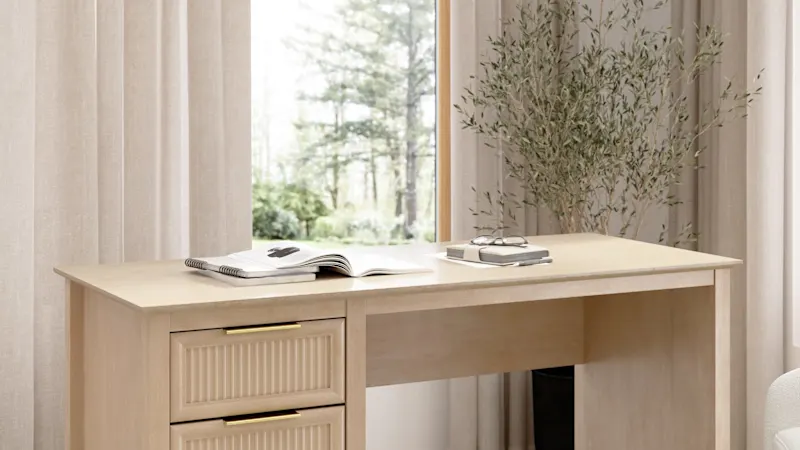 Camille 54W Fluted Office Desk with Storage