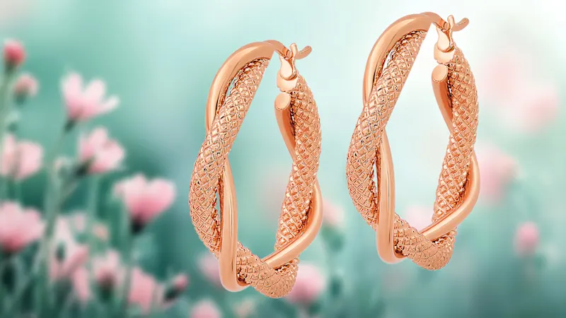 Steeltime Women's Stainless Steel Twisted & Double-Layered Hoop Earrings