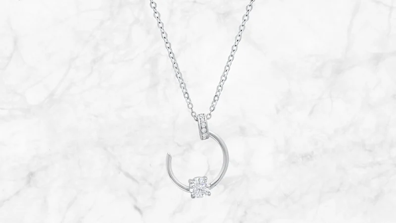 Saffron 1.0 Carat TW Moissanite Arc Pendant Sterling Silver Necklace