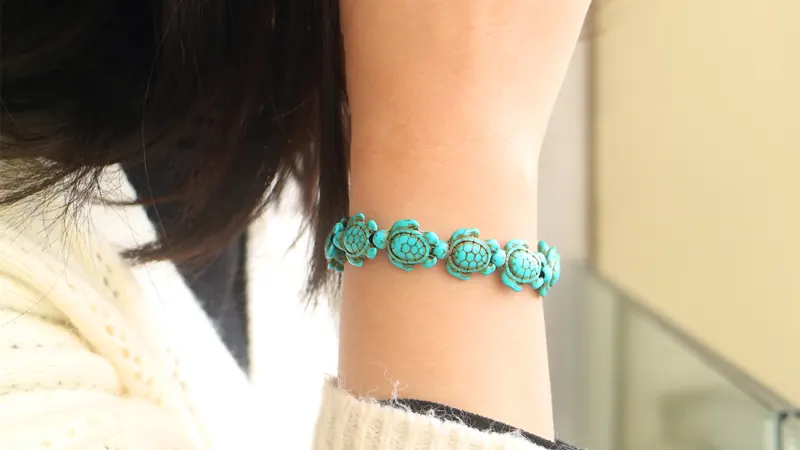 Rose And Lilly Handmade Turquoise Natural Hawaiian Sea Turtle Bracelet