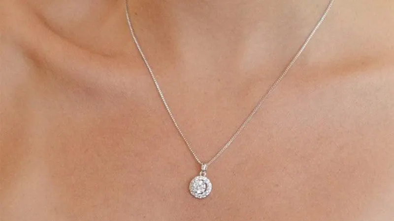 Hollywood Sensation Cubic Zirconia Hope Round Halo Pendant Necklace