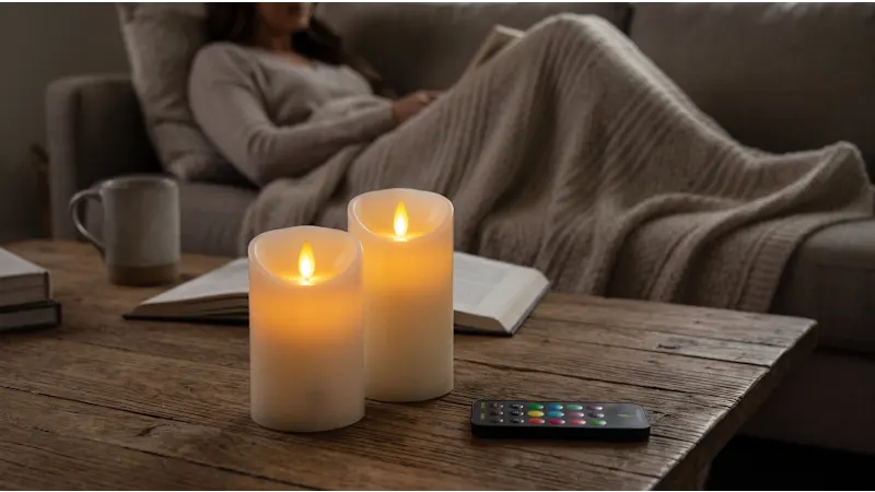 Luminara Flameless 4" Color Changing Wax Pillars Set
