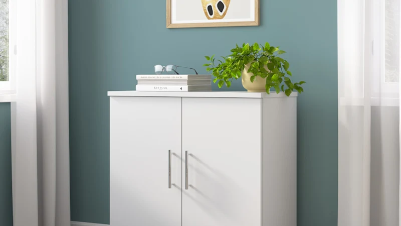 Somerset Small Storage Cabinet with Doors and Shelves in White