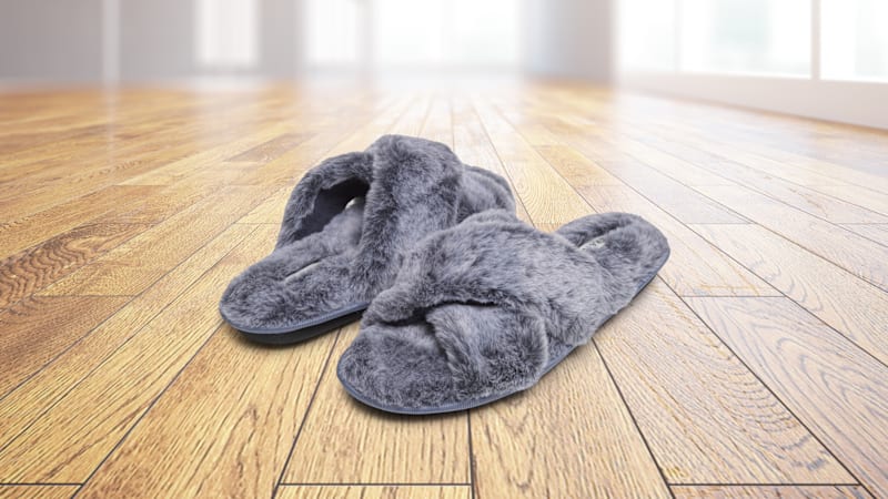 Laura Ashley Ladies Tipped Plush Cross Band Slippers