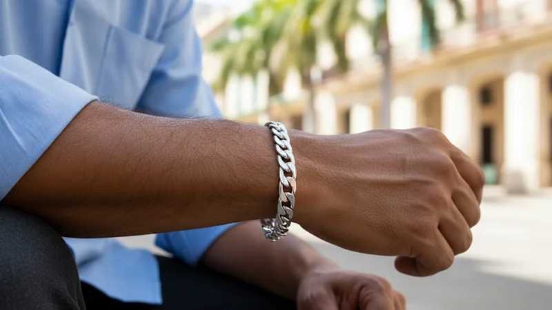 Steeltime Men's Cuban Link Necklace & Bracelet Set