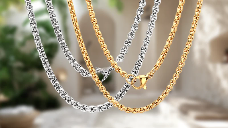 2-Pack: Steeltime Round Box Chain 24" Necklaces