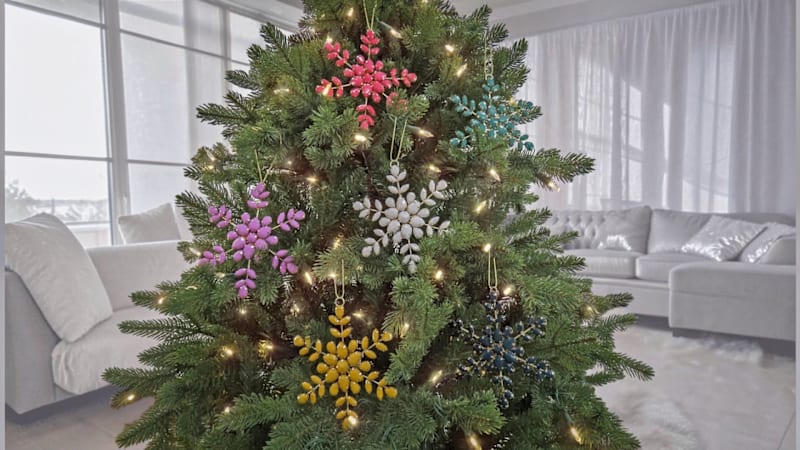 6-Pack: National Tree Company Beaded Snowflake Ornaments