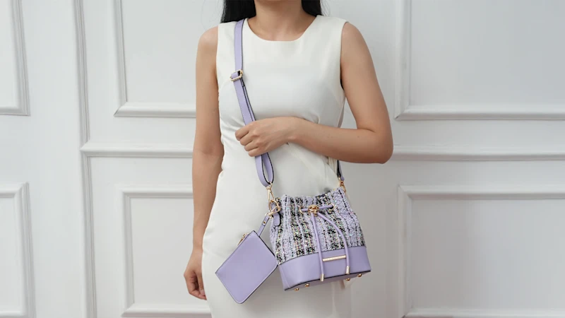 MKF Collection Diva PVC Tote Bag & Tweed Bucket Bag Set By Mia K.