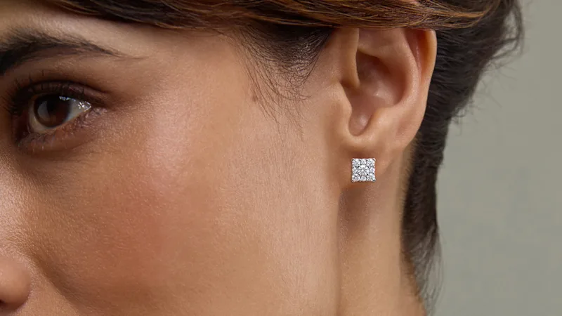 Beyond Brilliance 1 Carat TW Round Cut Lab-Grown Diamond Cluster Stud Earrings