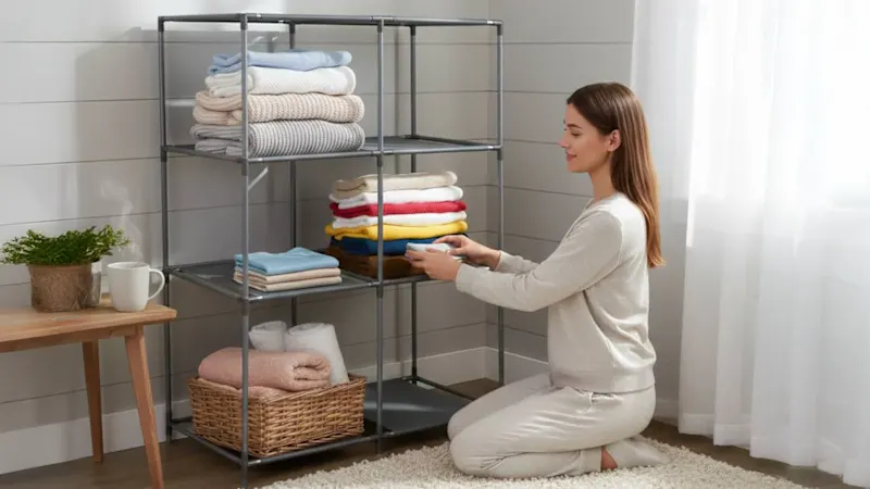 Infinite Basics Easy Assemble 4-Tier Lightweight Storage Rack w/ 6 Storage Cubes
