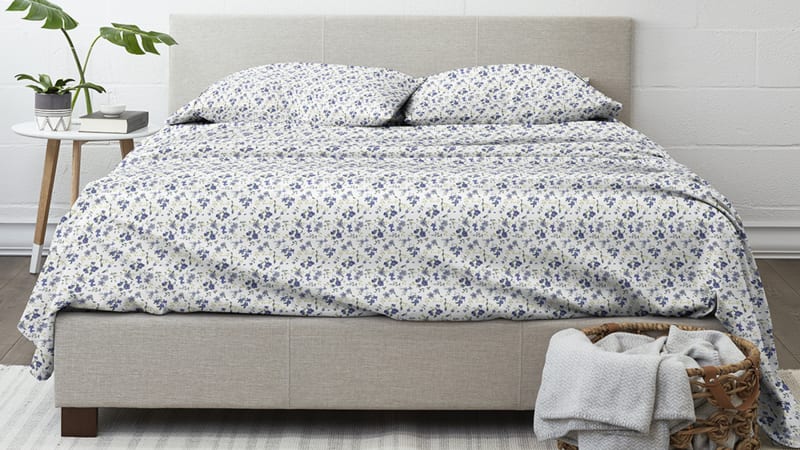 The Blossoms Pattern 4 PC Sheet Set Light Blue