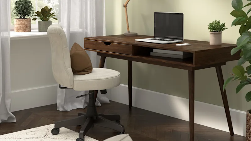 Nora 54W Writing Desk in Natural Oak